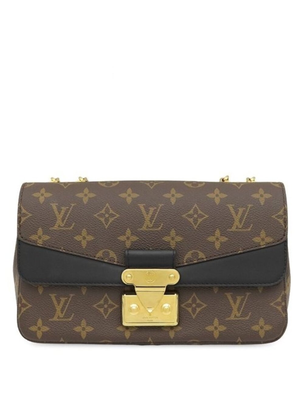 Louis Vuitton Shoulder Bag Sac Malso Monogram Canvas Leather Noir Gold Chain